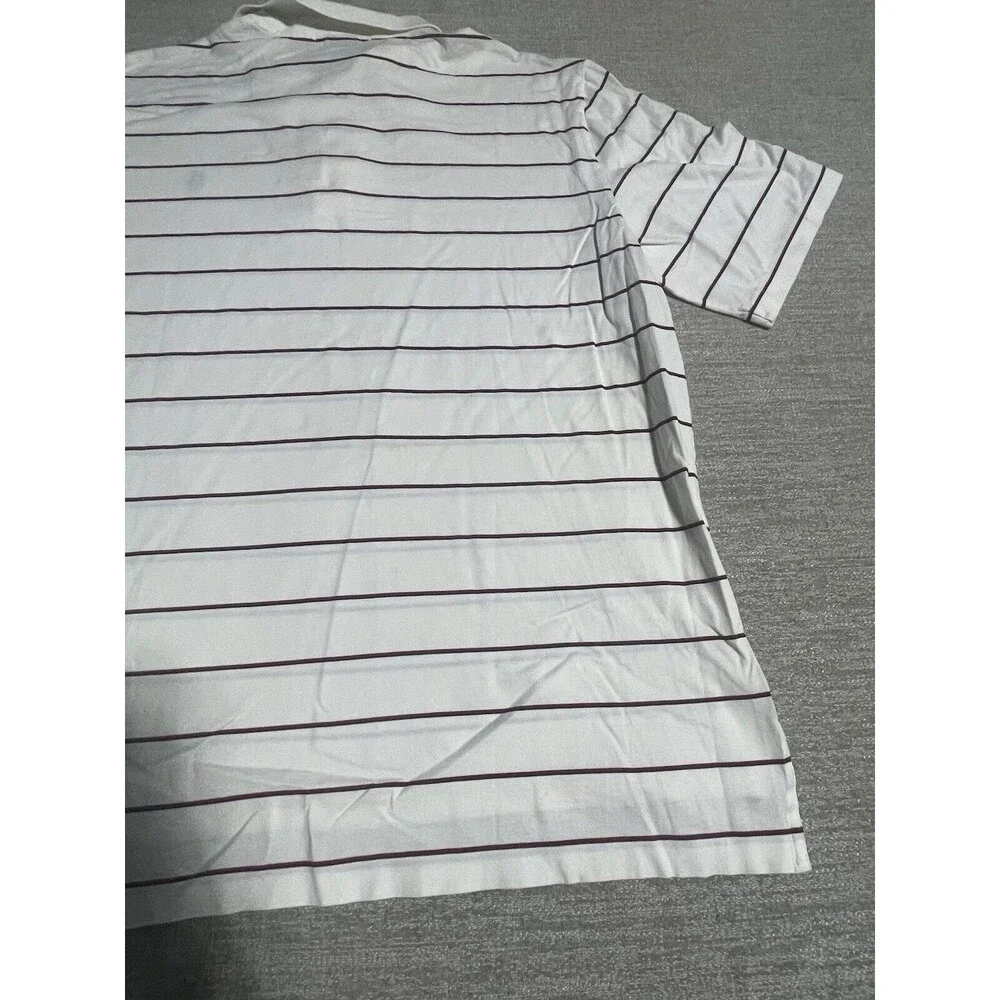 Polo Ralph Lauren Polo Shirt Men’s Large White Striped Ahoet Sleeve Golf Fit